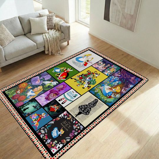 Discover Alice in Wonderland Rug, Vintage Cartoon Carpet, Alice in Wonderland Room Decor, Bedroom Rug for Cartoon Lovers