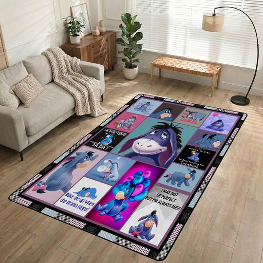 Eeyore Winnie The Pooh Rug, Vintage  Winnie The Pooh Carpet, Eeyore Room Decor, Bedroom Rug for Music Lovers