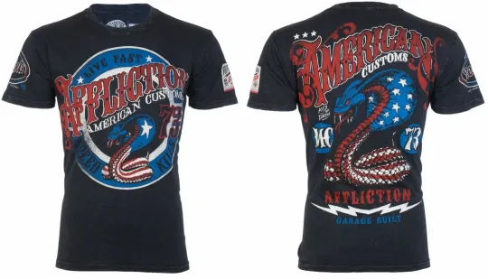 Discover AFFLICTION American Kiss of Death Snake Black Men's T-Shirt