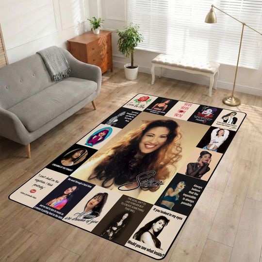 Discover Selena Quintanilla Non-Slip Area Rug, Vintage Music Carpet, Selena Quintanilla Room Decor, Bedroom Rug for Music Lovers