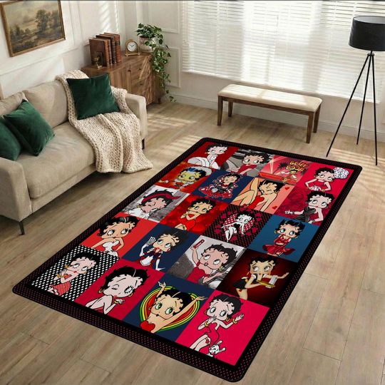 Discover Betty Boop Non-Slip Area Rug, Vintage Cartoon Carpet, Betty Boop Room Decor, Bedroom Rug for Cartoon Lovers