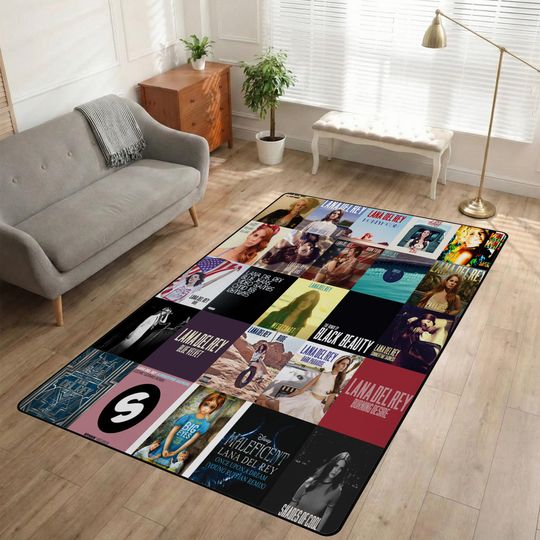 Discover Lana Del Rey Non-Slip Area Rug, Vintage Music Carpet, Lana Del Rey Room Decor, Bedroom Rug for Music Lovers