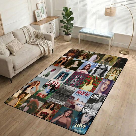 Discover Lana Del Rey Non-Slip Area Rug, Vintage Music Carpet, Lana Del Rey Room Decor, Bedroom Rug for Music Lovers