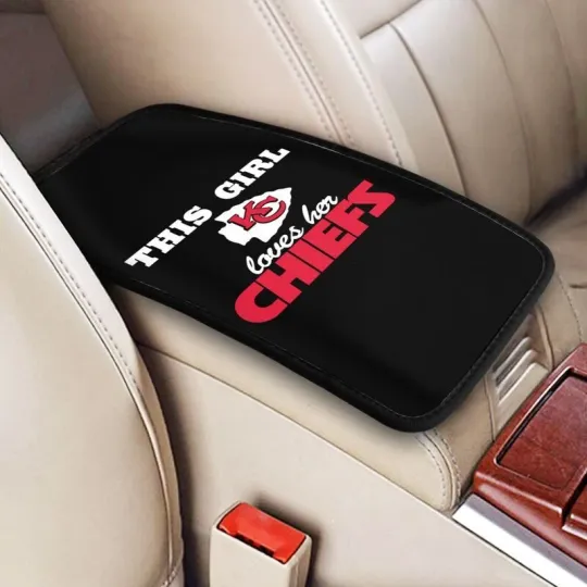 Discover "This Girl Loves Her"Kansas City Chiefs Car Armrest Cushion Box Cover Center Pad