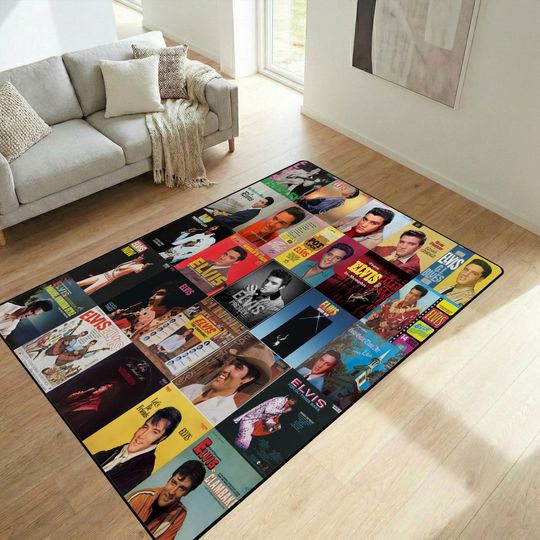 Discover Elvis Presley Non-Slip Area Rug, Vintage Music Carpet, Elvis Presley Room Decor, Bedroom Rug for Music Lovers