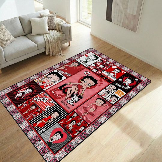 Discover Betty Boop Non-Slip Area Rug, Vintage Cartoon Carpet, Betty Boop Room Decor, Bedroom Rug for Cartoon Lovers