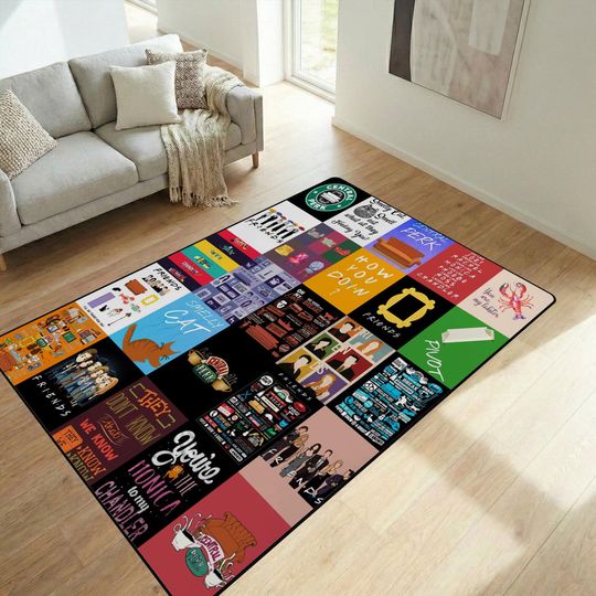 Discover Friends TV Show Non-Slip Area Rug, Friends TV Movie Vintage Carpet, Friends Room Decor, Bedroom Rug