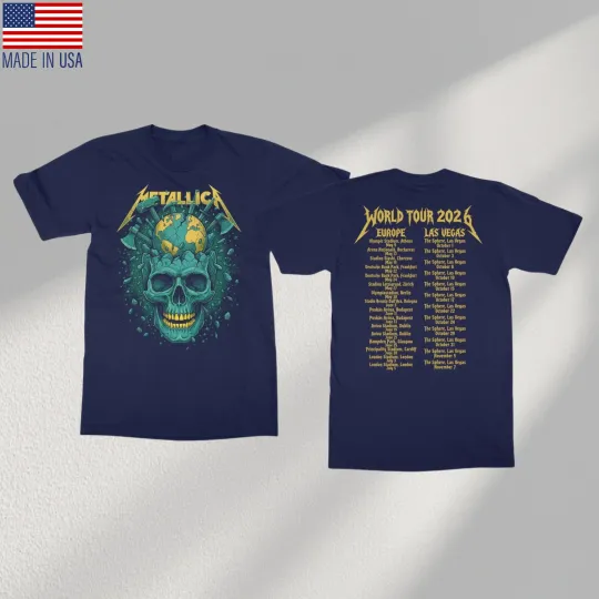 Discover TRENDING - Metallica 2026 World Tour Europe Las Vegas Two-Sided T-Shirt S-5XL