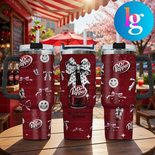 Discover Dr Pepper Cherry 40oz Tumbler With Handle, Just A Girl Who Loves Dr Pepper Cup, Soda Lover Stainless Steel Travel Mug Gift