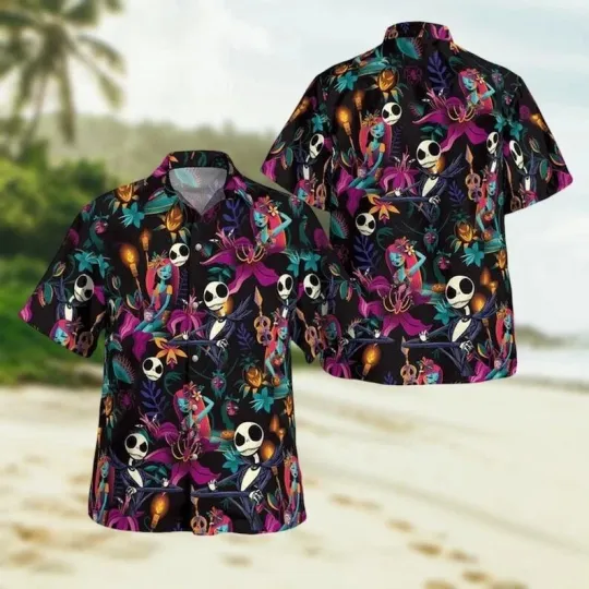 Discover Disney Jack Skellington & Sally Nightmare Before Christmas Aloha Hawaiian Shirt