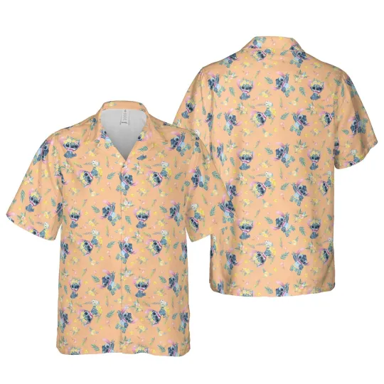 Discover Disney Summer Beach Stitch Pattern Disney Aloha Hawaiian Shirt S-5XL