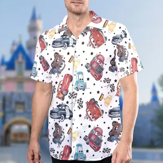 Disney Cars Lightning McQueen Tow Mater Summer Characters All Over Hawaii Shirt