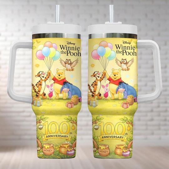 Discover Winnie The Pooh 100th Anniversary Tumbler 40oz, Disney 100 Years Friendship Water Tumbler, Disney Pooh Honey Lover Cup, Summer Gift