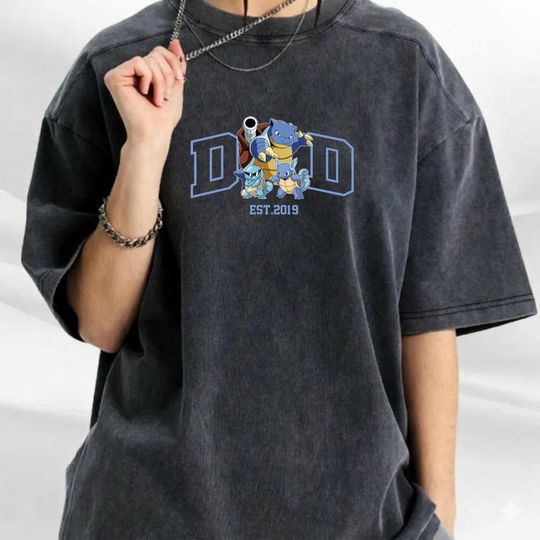 Discover Dad PKM Washed Shirt, Anime Characters Tee, Pokedad Shirt