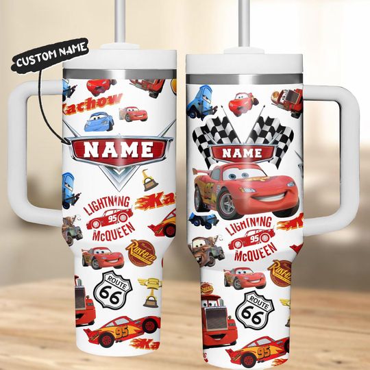 Discover Personalized Lightning Mcqueen Tumbler 40Oz, Pixar Cars Coffee Tumbler, Disney Trip Merch, Family Vacation Merch, Gift For Him