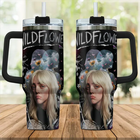 40 Oz Glass Tumbler - Billie Eilish Design - Fan Gift