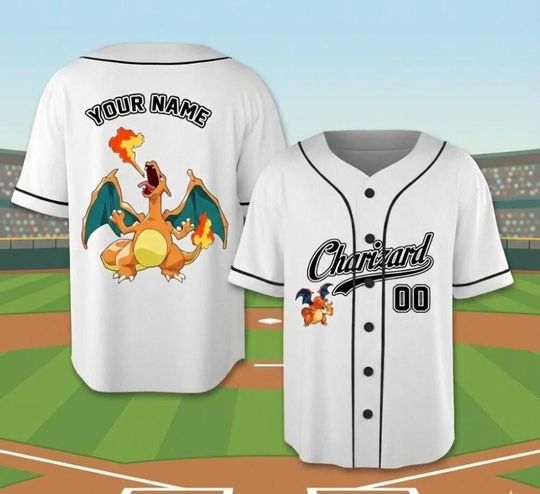 Custom Charizard Poke mon Baseball Jersey, Poket mons Matching Birthday Shirts, Pika Shirt, Anime Gift For Him