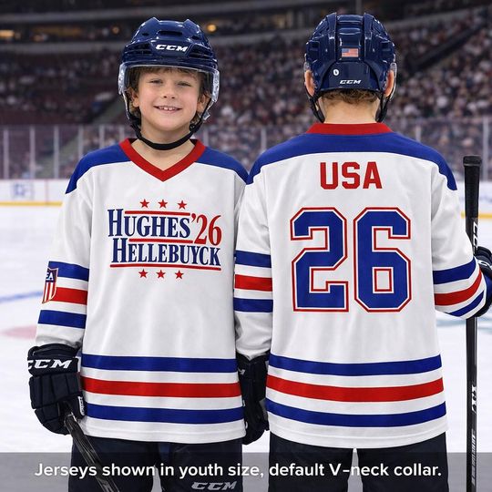 Discover Hughes & Hellebuyck '26 USA Hockey Jersey All-Over Print Fan Jersey