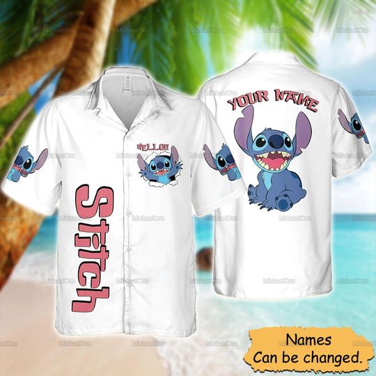 Discover Stitch Hello Summer Hawaiian Shirt, Stich Hawaiian Summer Shirt, Stitch Beach Shirt, Vacation Shirt, Lilo And Stitch Hawaiian Shirt