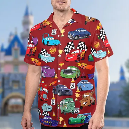 Disney Cars Lightning McQueen & Friends Red Hawaii Shirt