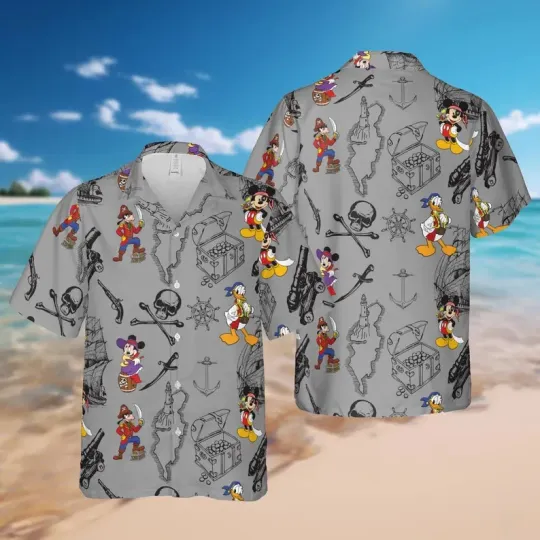 Discover Mouse And Friends Pirate Adult Hawaiian Shirt, Disney Cruise Family Trip 2026