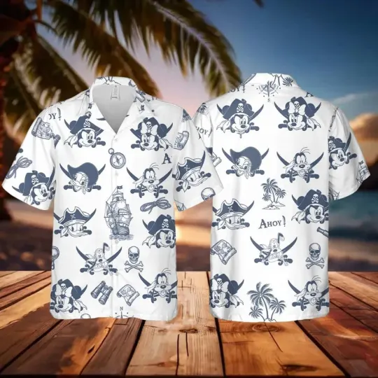 Discover Disney Mouse & Friends Cruise Pirates Shirt, Caribbean Vacation Hawaiian Shirt,