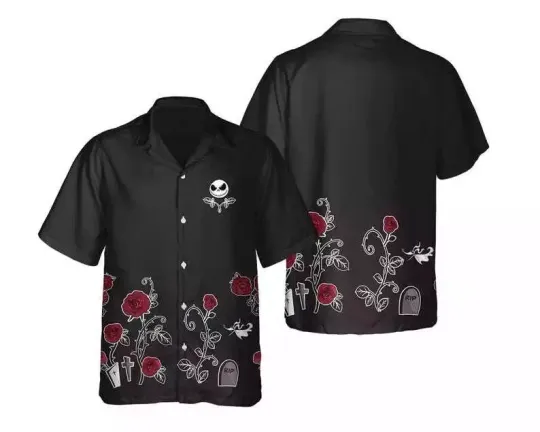 Discover Disney The Nightmare Before Christmas Jack Skellington Floral Hawaiian Shirt