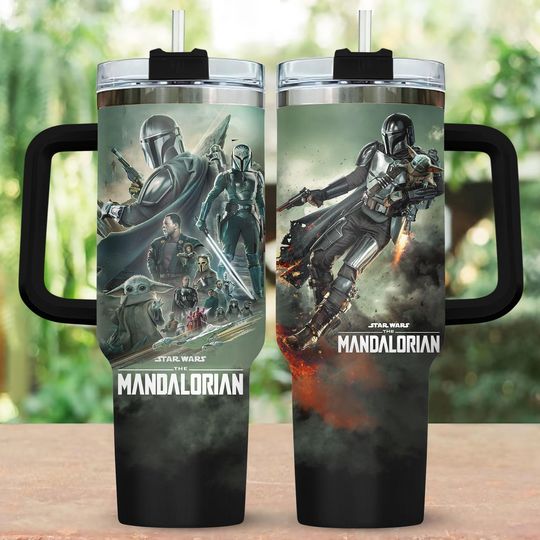 Discover The Mandalorian And Baby Yoda Tumbler 40Oz, Disney Star Wars Movie Tumbler, Galaxy Edge Tumbler, Cup For Men Women, Star Wars Fans Gift