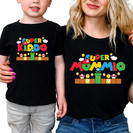 Discover Super Mommio and Kiddo Matching Shirts, Super Daddio, Video Game Party, Matching Family, Retro Gamer Tee Family Gaming Outfit