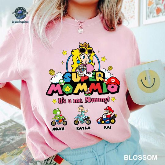 Personalized Super Mommio Kart Shirt | Super Mario Mom Shirt | Gift for Mom | Mother's Day Shirt | Mario Kids Name Shirt | Super Mario Kart