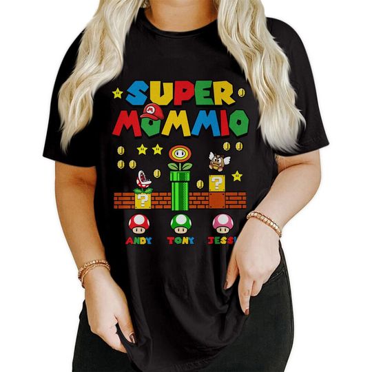 Super Mommio Shirt, super mario mom shirt, personalized Mommio shirt with Kids Names, customize Mother's Day Shirt Gift