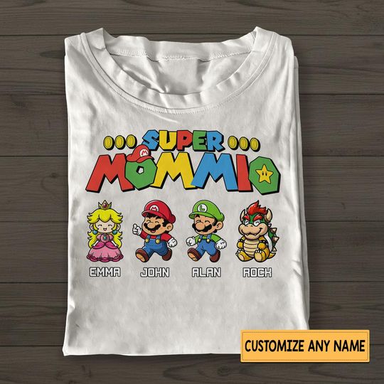 Personalized Super Mommio Shirt, Mothers Day Gift Tshirt, Gamer Mom Shirt, Custom Kids Name Mom Shirt, Super Mom Shirt, Gift For Moms