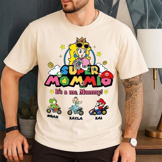 Personalized Super Mommio Shirt Super Daddio Kiddo Matching Shirt Super Mario Mom Shirt Mario Characters Shirt Mother's Day Custom Mom Shirt
