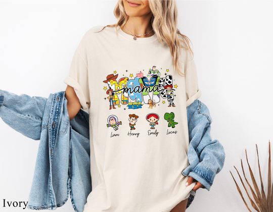 Discover Custom Toy Story Mama Shirt, Mother's Day Gift, Personalized Child Names Tee, Disney Toy Story Shirt, Disney Family Tee, Comfort Colors Tee