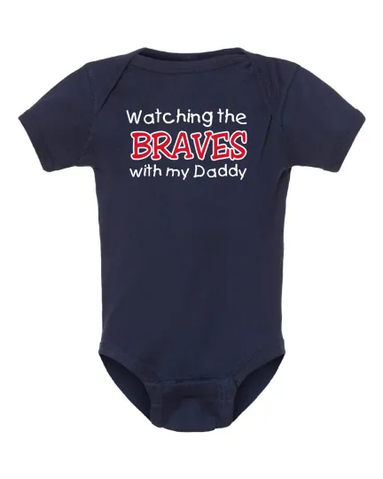 Discover Watching the Braves with my Daddy Baby Bodysuit / Toddler Shirt - Navy