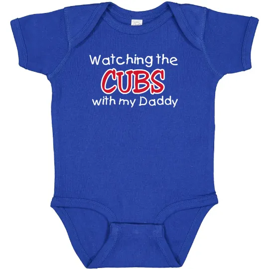 Discover Watching the Cubs with my Daddy Baby Bodysuit - Royal