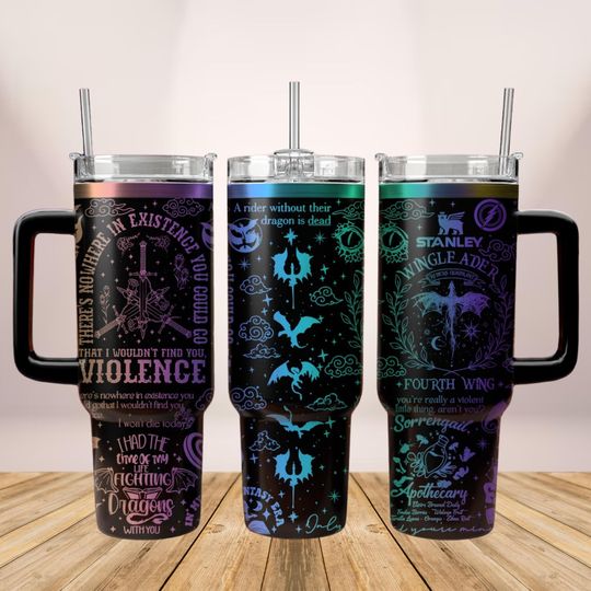 Discover Fourth Wing Engraved Tumbler, Fighting Dragon 40oz Tumbler, Dragon Bookish Tumbler, Basgiath War College Cup, Iron Flame Tumbler Cup