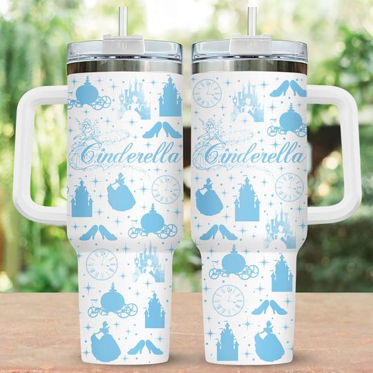 Discover Cinde Princess 40oz Tumbler, Magical Carriage and Glass Slipper Cup, Disney Princess Steel Tumbler, Bibbidi Bobbidi Boo Gift