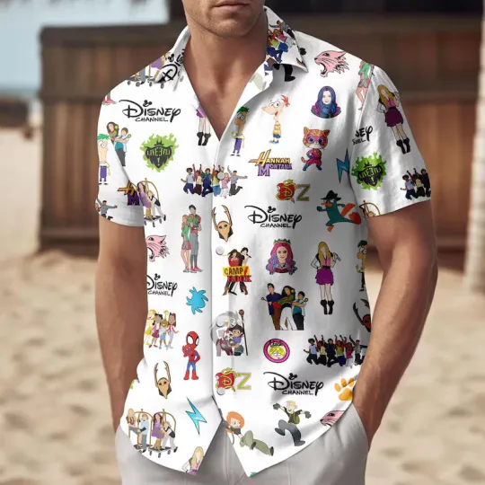 Discover Disney Channel Cartoon Characters Hannah Montana Lizzie McGuire Haiian Shirt