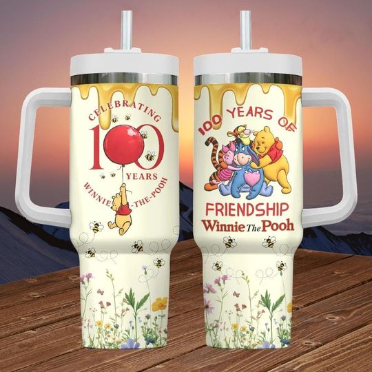 Discover Winnie The Pooh 40oz Tumbler, 100 Years Stainless Steel Tumbler, Disney Drinkware Tumbler, Friendship Gift For Her