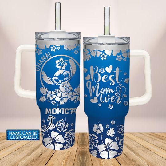 Discover Custom Stitch Engraved Tumbler, Best Mom Ever Stitch 40oz Tumbler, Ohana Means Family Tumbler Cup, Stitch Aloha Summer Drinkware Cup