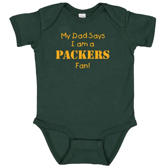 Discover My Dad Says I am a Green Bay Packers Fan Baby Bodysuit