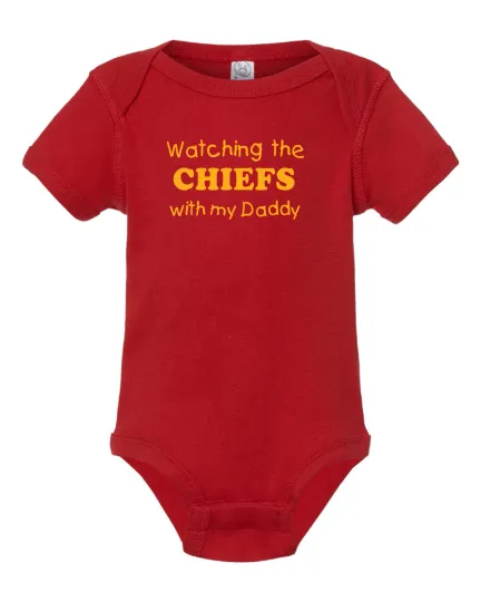 Watching the Chiefs with my Daddy Baby Bodysuit