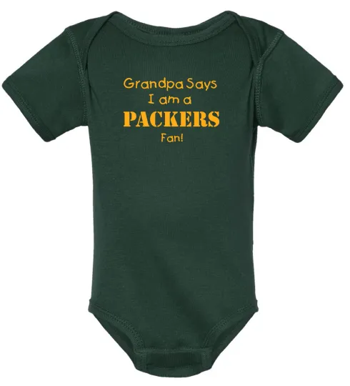 Discover Green Bay Packers Fan Grandpa Says I am a Fan Baby Bodysuit