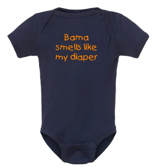 Auburn Tigers Bama Smells Like My Diaper Baby Bodysuit