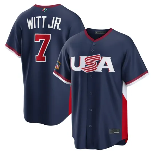 Discover Men's USA Bobby Witt Jr. Navy 2026 World Baseball Classic Printed Jersey
