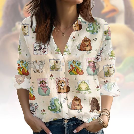Discover Disney Hoppers Women's Blouse Shirt with Cartoon Design