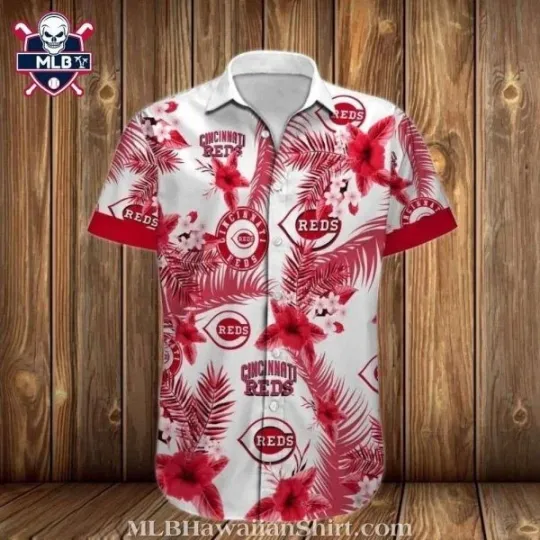 Discover Hibiscus Harmony Reds Cincinnati Baseball Team Redss Hawaiian Shirt