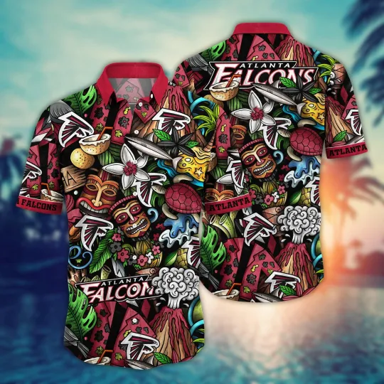 Atlanta Falcons Tiki Paradise Hawaiian, Gift For Fans, Gift For Friends