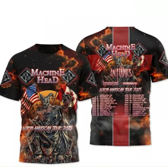 Discover North America Tour Machine Head In Flames T-Shirt 3D UU1375